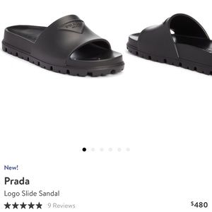PRADA logo slide sandals